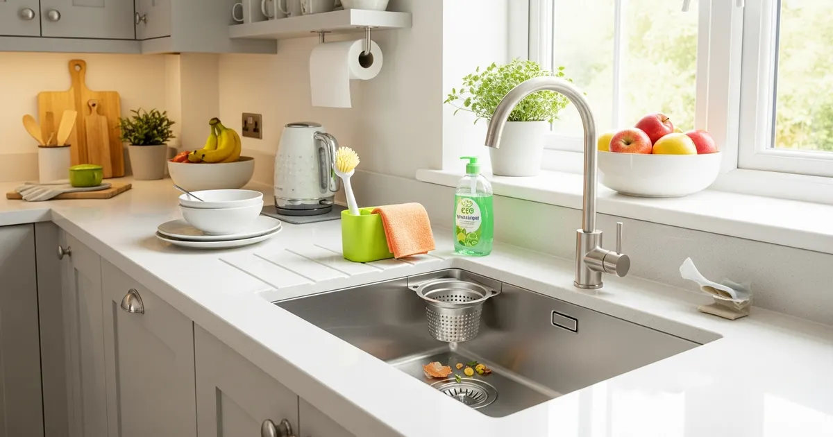 Kitchen drain strainer catching food waste to prevent blocked drains