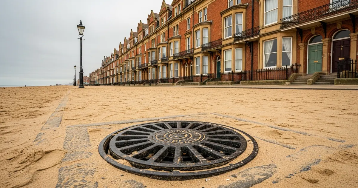 Southport seafront Victorian street with drainage infrastructure visible